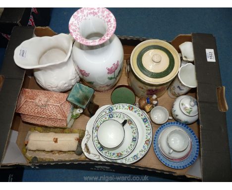 A quantity of china including cottage teapot, jug, vase, Coalport dish, etc.