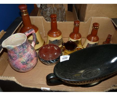 Five graduated Wade whisky bells (empty), Wedgwood flower trough and Studio pottery, etc.