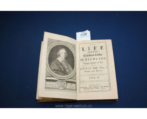 An antiquarian book, full leather, first edition, titled The life of the famous cardinal, Duke de Richlieu, vol. II, 1695.