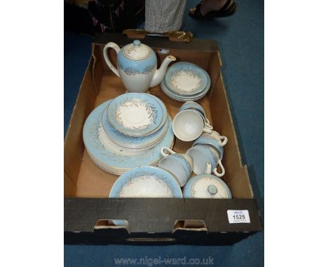 A part dinner/teaset, blue riband pattern, Ironstone Washington Pottery Ltd, in blue/gold colour including dinner plates, sid