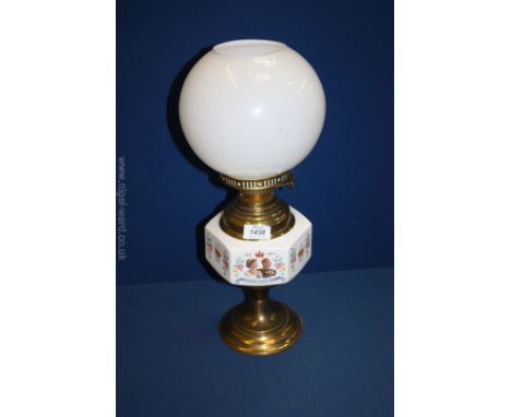 An oil Lamp commemorating The Queens Jubilee 1977.
