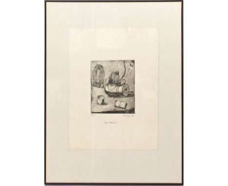 Unbekannter Künstler (20. Jh.) "Das Atelier". Kupferstich, re. u. sign. "Pratte" ? und dat. (19)77, Ex 5/10. Bildmaß 11,8x 9,