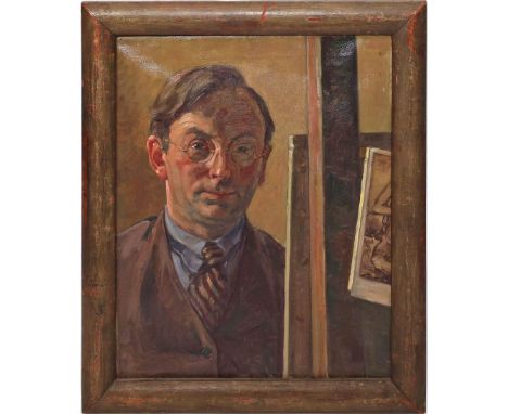 Unbekannter Maler (1. Hälfte 20. Jh.) Portrait eines Malers. Öl/Lwd. (wellig). Ca. 50x 40 cm. R.