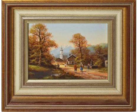 Zank, Gerhard (geb. 1937 Pommern) Alpendorf. Öl/Holztafel, re. u. sign. 13x 18 cm. R.