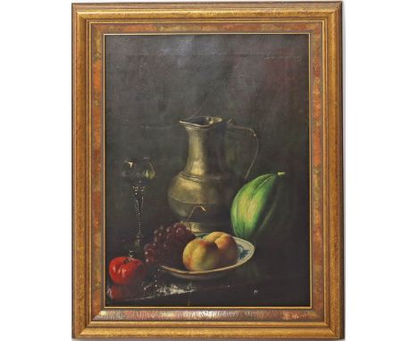 Prins, Benjamin (1860 Arnhem - Amsterdam 1934) Stillleben mit Obst "VRUCHTEN STILLEVEN", so verso betitelt und sign. Öl/Lwd. 
