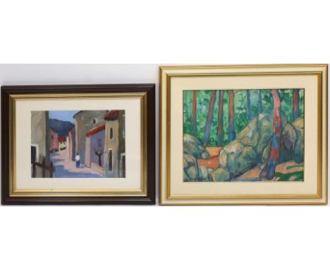 Jaeger, Wolfgang (Stegaurach) 4 Arbeiten, dabei "Findlinge im Unterholz". Öl/Lwd./Platte, u. sign. Ca. 38x 48 cm. PP., R. und