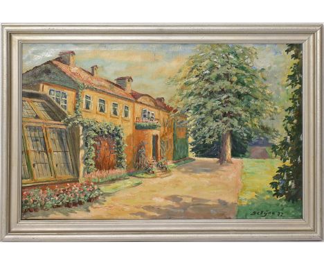Betyna, Paul (1887 Bromberg - Wernigerode 1947) Herrenhaus mit Park im Sommer. Öl/Lwd. (kl. Hinterlegung), re. u. sign. und d