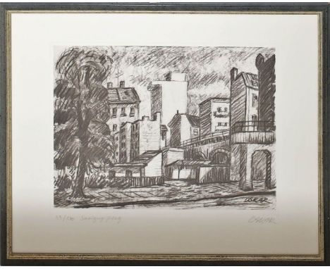 Bierbrauer, Hans "Oskar" (1922 Berlin - Euti 2006) Druckgraphik "Savigny Platz", so mit Bleistift betitelt, sign. und Ex. 33/