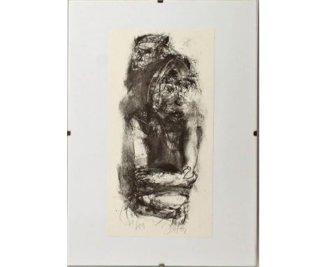 Heisig, Johannes (geb. 1953 Leipzig) Dreivierteldarstellung einer Frau mit verschränkten Armen. Lithographie, re. u. sign., l