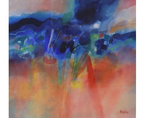 Uzzell, Glyn (1930–2014) Komposition ohne Titel. Mischtechnik, re. u. sign. und dat. (19)90. Sichtmaß ca. 37x 37 cm. PP., R.