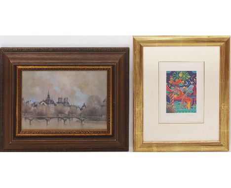4 Bilder. Verschiedene Techniken (3x Drucke, 1x Pastell), Künstler und Darstellungen. Formate bis 80x 65 cm. 3x R.