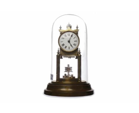 EARLY 20TH CENTURY GUSTAV BECKER ANNIVERSARY CLOCKthe Roman numeral enamel dial with steel hands, the 400 day open movement w