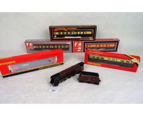 A Hornby Dublo LMS, 6231 Duchess of Atholl Locomotive and Tender, unboxed, together with two boxed Lima carriages, a Main Lin