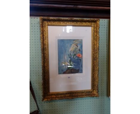 After Marc Chagall (1887 - 1985), 'Le Printemps/Spring', a colour lithograph, (35cm x 24cm) glazed in a gilt frame.