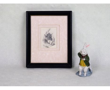 A Wade Collector's Club ceramic figurine of the White Rabbit from Alice in Wonderland, together with an associated framed pri