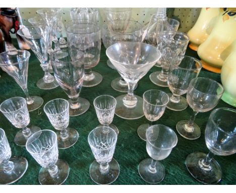 A good quantity of glassware, 19th century and later, to include: decanters, wine glasses, Edinburgh crystal, port glasses an