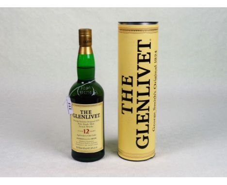 A bottle of Glenlivet Single Malt Scotch Whisky, aged 12 years, 70cl in original tube.