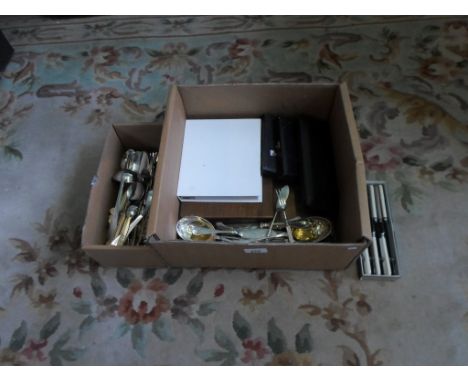A large quantity of flatware, some in original boxes, to include: a gilt finished Continental suite (a twelve place setting),