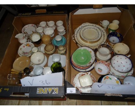 Two boxes containing a quantity of decorative ceramics, to include: Devon Ware, cabinet cups & saucers and other items.