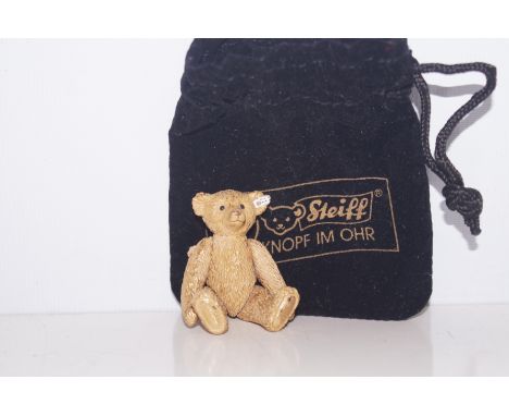 Steiff cold painted miniature metal articulating teddy bear with case 