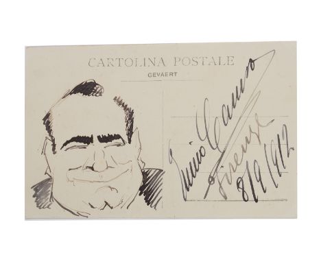 Enrico Caruso: self portrait, in ink, on a postcard, signed Enrico Caruso Firenze 8/9/12, the obverse with a photograph of Ca