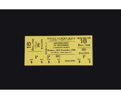 The Beatles / John Lennon, an original unused ticket for The 'Alchemical Wedding' of John Lennon & Yoko Ono at The Royal Albe