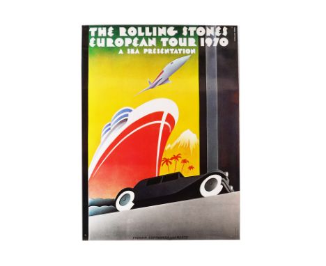 The Rolling Stones, 1970 European Tour poster - John Pasche artwork, rolled  approx 33.5"x24" in very good condition 