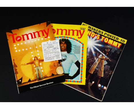 The Who,  Tommy The Movie, original programme and ticket for Leicester Square 18th May 1975, sold with two related publicatio