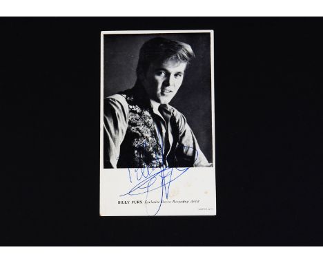 Billy Fury, autographed publicity card: double-sided Decca Records from 1961 