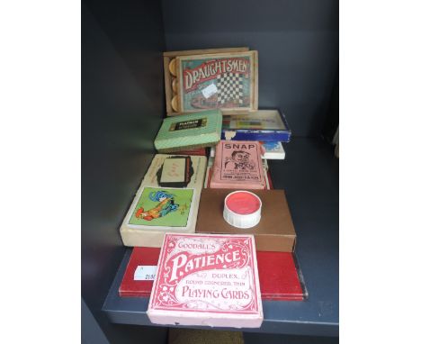 A selection of vintage card and board games including John Jaques & Son Snap, Goodalls Patience, Piatnik Patience etc