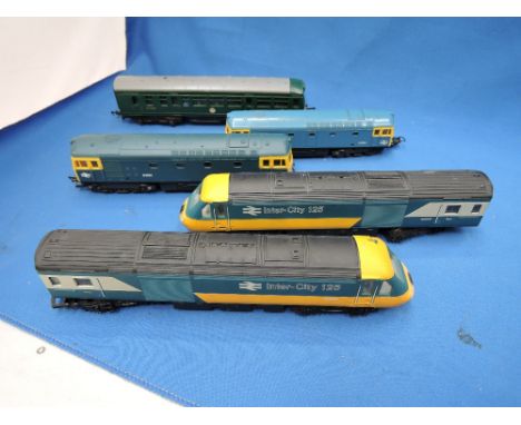 Five Hornby and Lima OO gauge diesel and Intercity locomotives