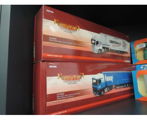 Two Corgi Limited Edition die-cast articulated wagons, Gretna FC and Knauf, both boxed