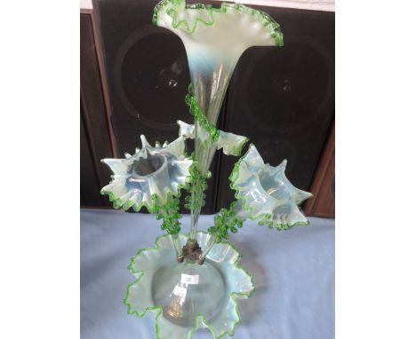 A Victorian vaseline glass epergne in green A/F
