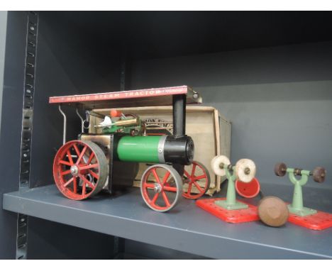 A Mamod live steam tractor TC1A, in original box with two model grindstones
