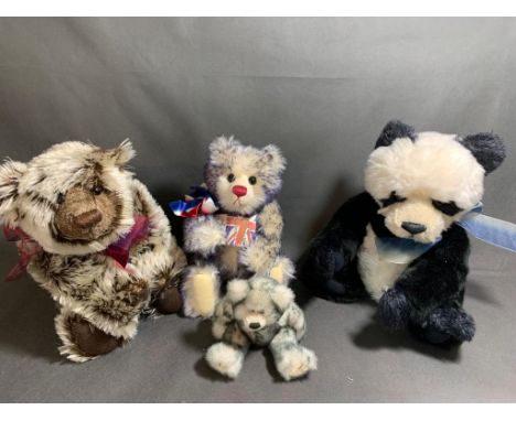 Cotswold Buckingham 77/100 bear, Charlie Bears Panda, an original Anna Louise and a small TY Teddy