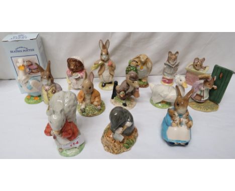 Fourteen Beatrix Potter figures (Royal Albert, Royal Doulton and Border Fine Arts), Royal Albert brown backstamp - Mrs. Tiggy