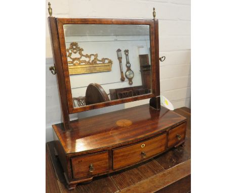 Regency mahogany dressing table swing mirror, the rectangular glass (23cm x 28cm) on supports with brass hinges and terminals