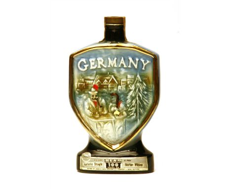 Kentucky Straight Bourbon Whiskey, 4/5 quart, one ceramic decanter depicting Germany with map to reverse