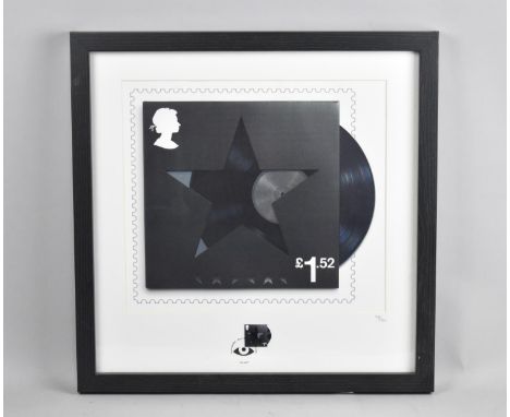 A Framed Limited Edition David Bowie Black Album Stamp Print, 43cm Square 