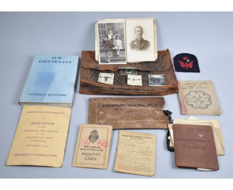 A Leather Satchel Containing Military Papers, Booklets, Army Books, Identity Cards etc 