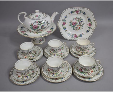 A Collection of Aynsley Pembroke Teawares to Comprise Teapot, Six Cups, Six Saucers, Six Side Plates, Cake Plate and Tazza 