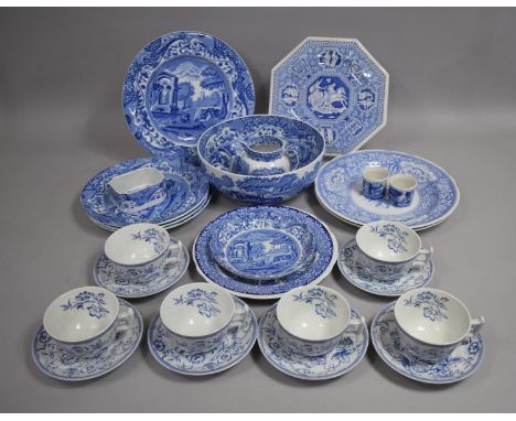 A Collection of Various Spode Blue and White to Comprise Italian Pattern Bowl, Plates, Jugs etc, Clifton Pattern Tea Set etc 