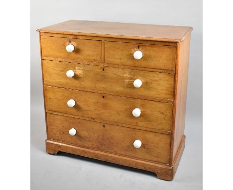 A Late 19th Century Pine Chest of Two Short and Three Log Drawers with Ceramic Handles, 103cm wide 