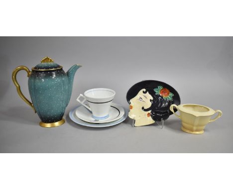 A Foley China Trio, Carltonware Bleu Royale Coffee Pot, Decorated Dish etc 