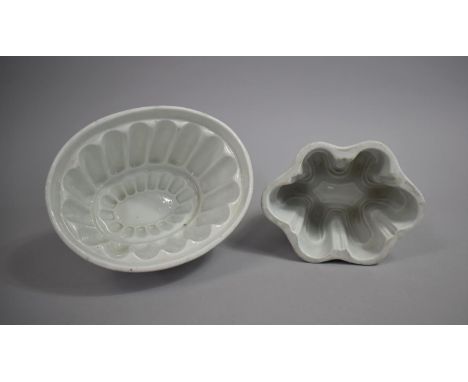Two Edwardian White Glazed Ceramic Jelly Moulds 