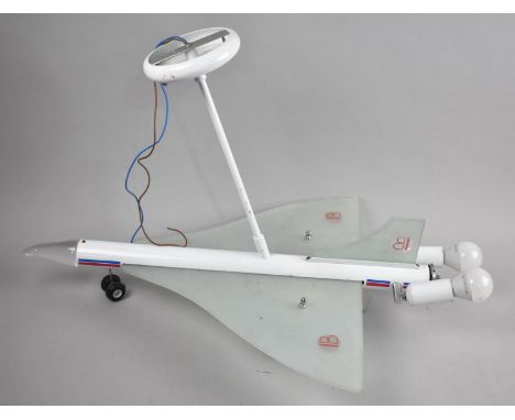 An Interesting Late 20th Century Novelty Ceiling Light in the Form of Delta Wing Airline Jet, 68cm Long 