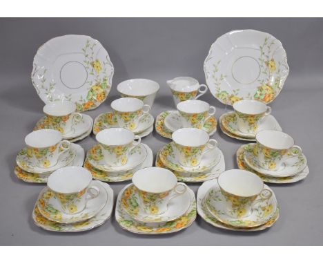 A Salisbury Scotia Pattern Tea Set to Comprise Cups, Saucers, Side Plates, Milk Jug, Sugar Bowl and Cake Plate (Various Condi