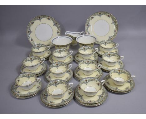 A Royal Worcester The Duchess Pattern Tea Set to Comprise Twelve Cups, Twelve Saucers, Twelve Side Plates, Two Cake Plates, T