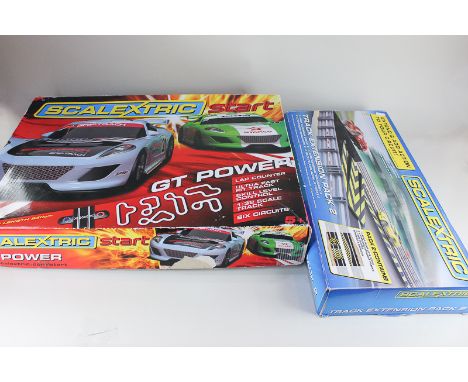 A Scalextric Start GT Power boxed set with two cars, together with a boxed Track Extension pack 2