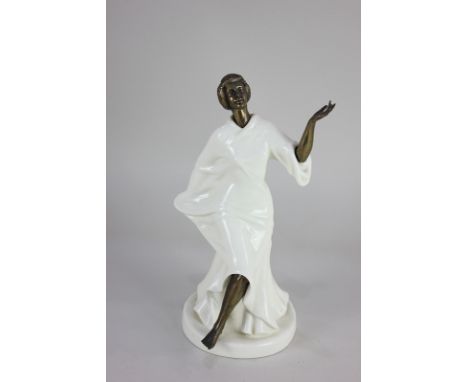 A Minton porcelain and bronze figure of a Grecian dancer, 26cm high